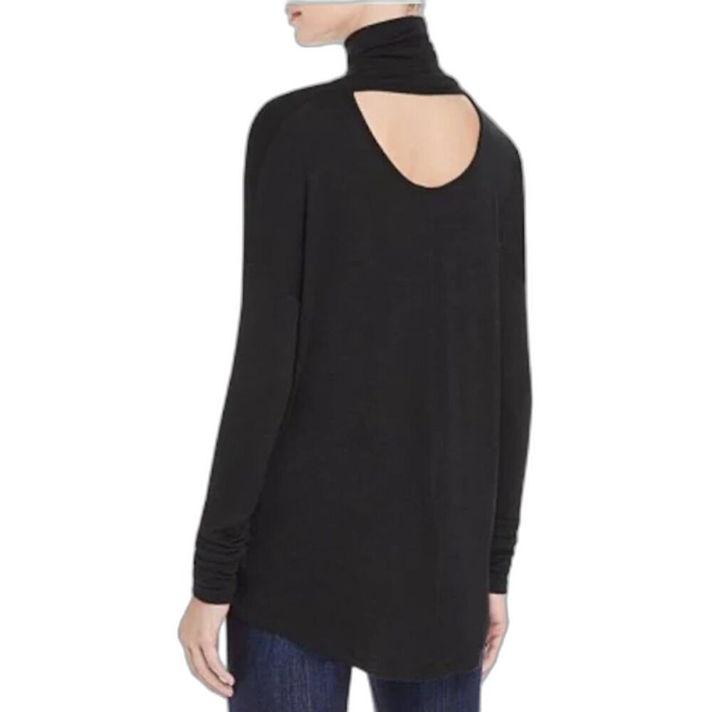Rag & Bone Cutout Back Long Sleeve Soft Turtleneck Top Black X-Small